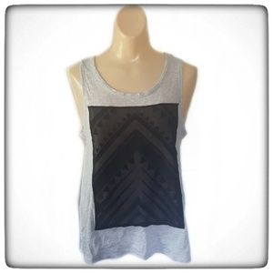 Express Gray Tank Top With Front Sheer Design-M